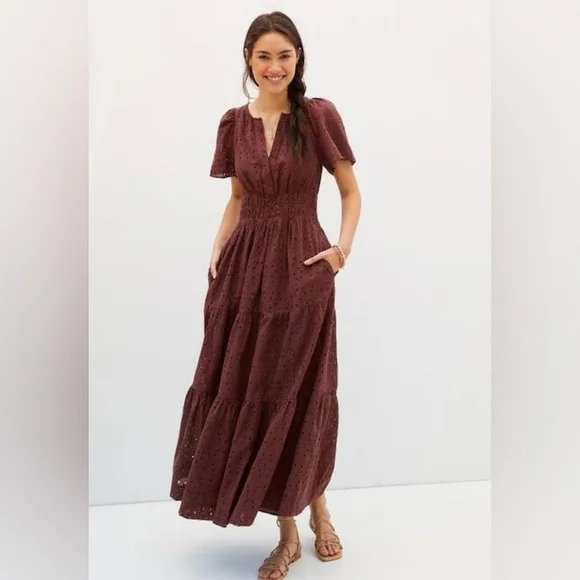 Anthropologie/Elegant Brown Maxi Dress - Picture 1 of 7